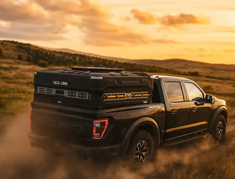 Wingman X closed on a pickup truck at sunset