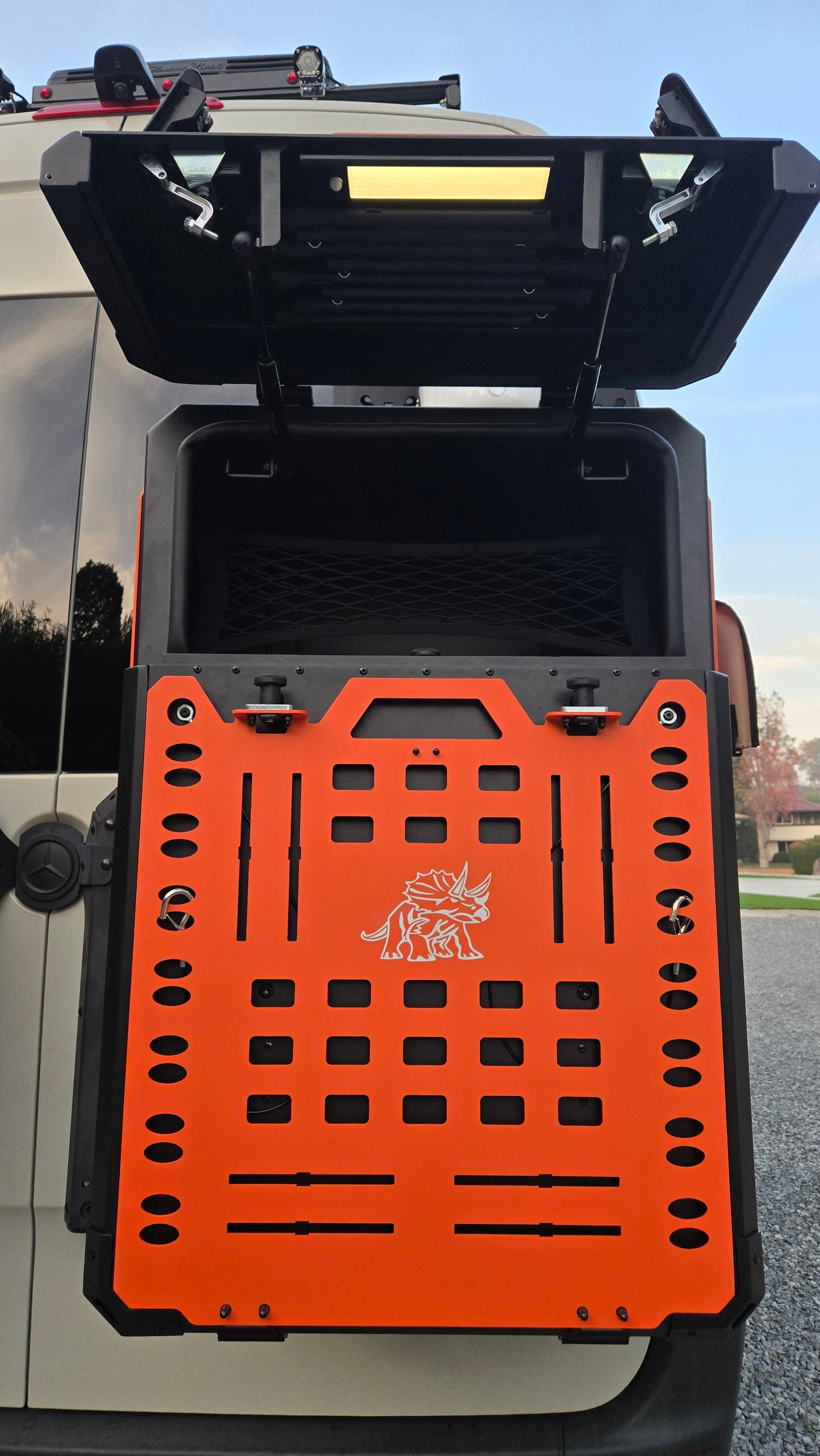 Tri-Trek OUTLAND PRO  Limited Edition Color Trail Orange Sprinter Van Rear Storage Box