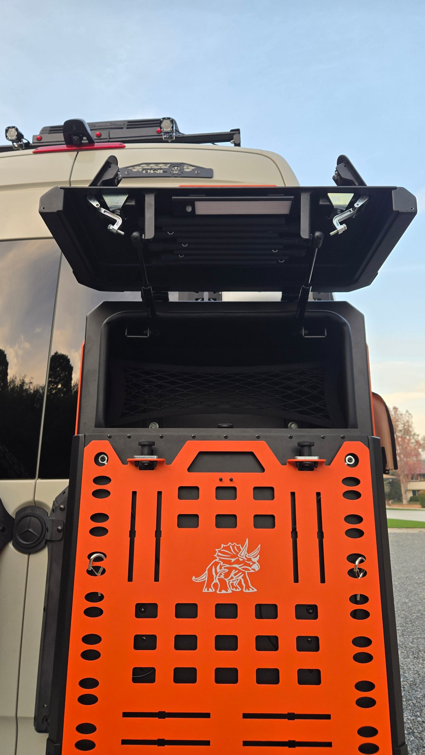 Tri-Trek OUTLAND PRO  Limited Edition Color Trail Orange Sprinter Van Rear Storage Box
