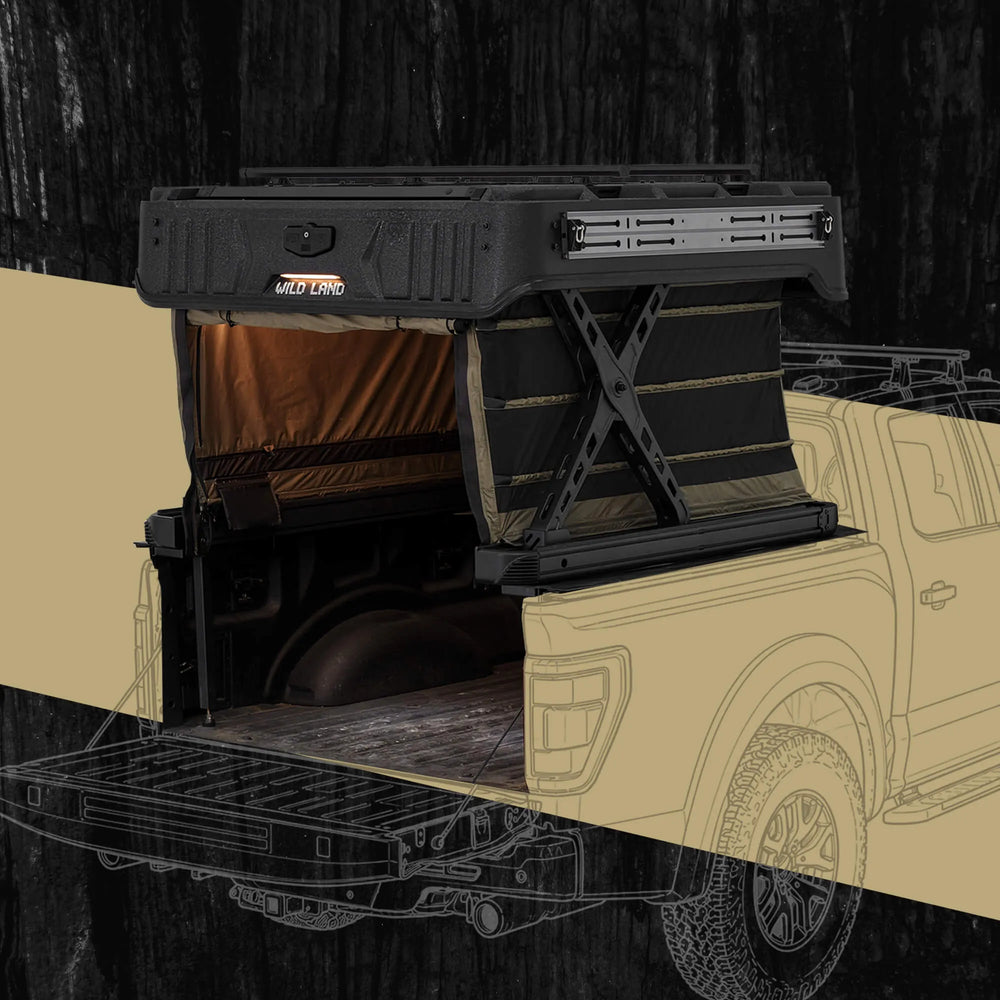 Wild Land PickupMate WinTopper deployed on a pickup truck