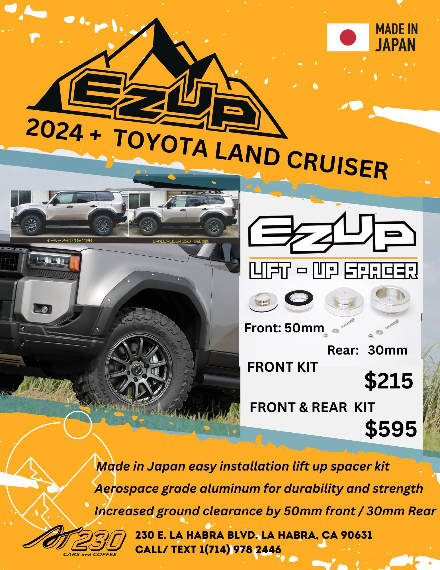 EZUP lift up spacer kit 2024 +  TOYOTA LAND CRUISER 50mm (1.95") 30mm Rear (1.9")