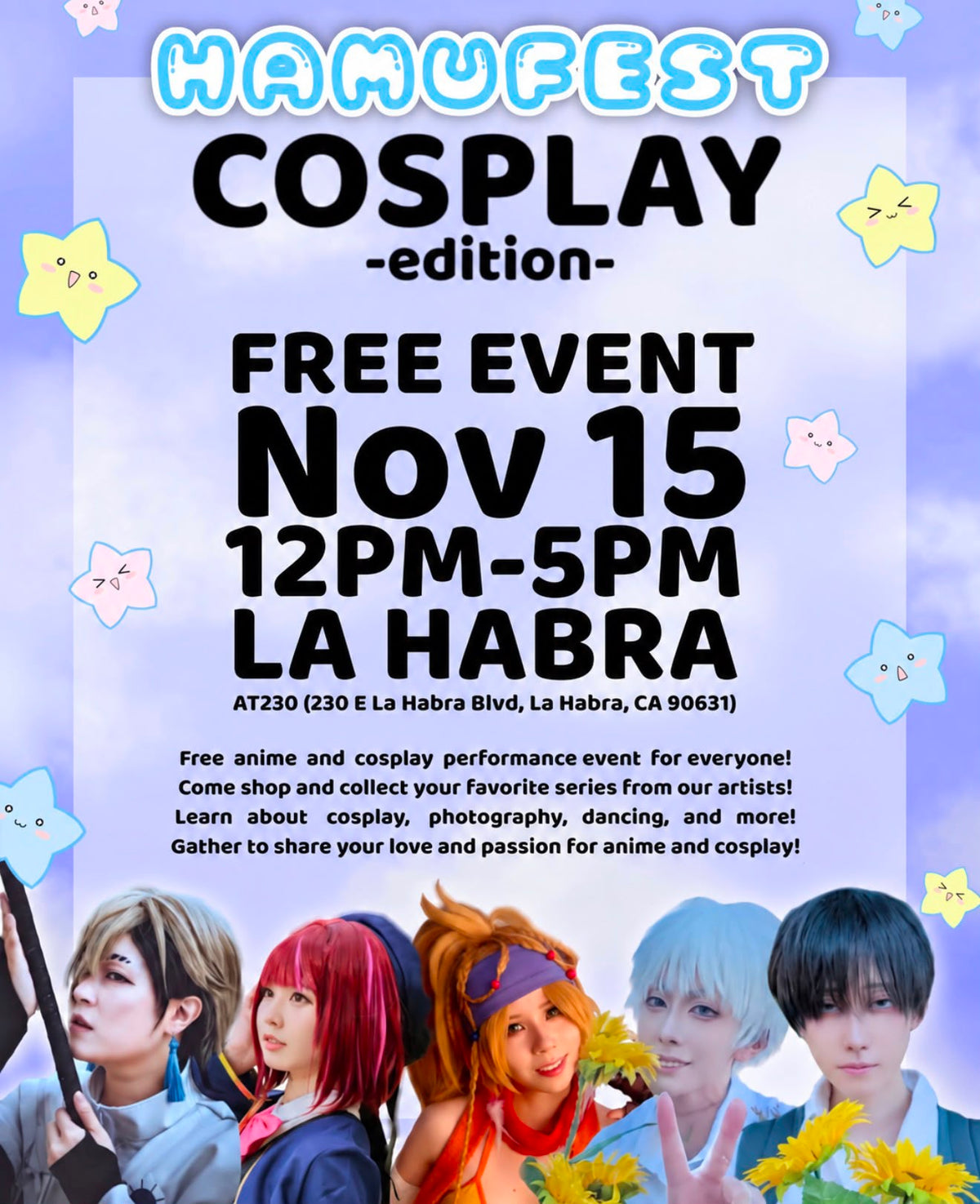 HamuFest Cosplay Edition, November 15, 12 PM to 5 PM at AT230 in La Habra
