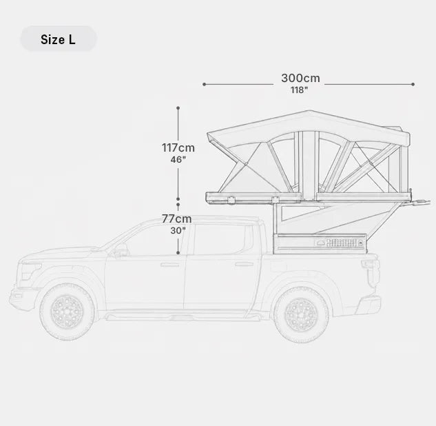 Manufacturer dimension drawing for PickupMate Trunk L