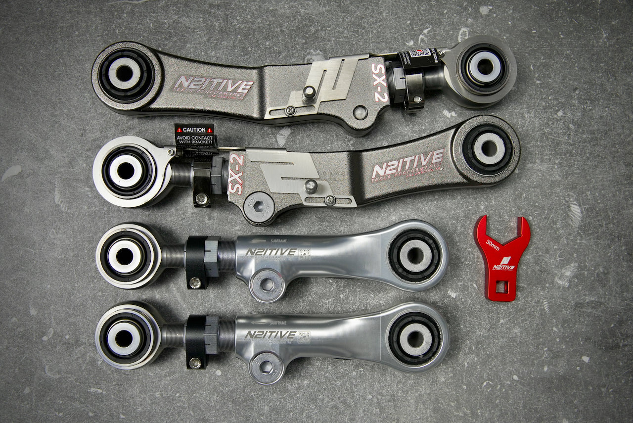 N2ITIVE adjustable camber and toe arms for Tesla Model S and Model X